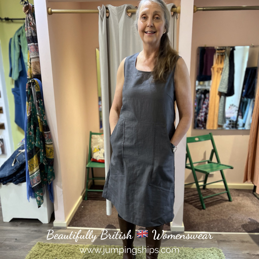 Amberley utility dress - washed linen (6colours) - Jumping Ships UK