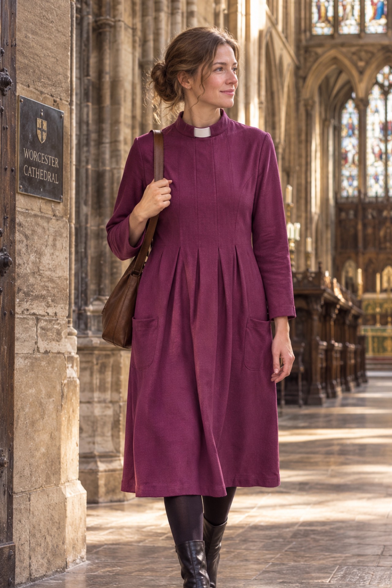 Jasmine smock with clerical collar - organic cotton jersey (24 colours)